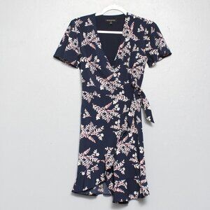 Banana Republic factory navy floral wrap midi dress